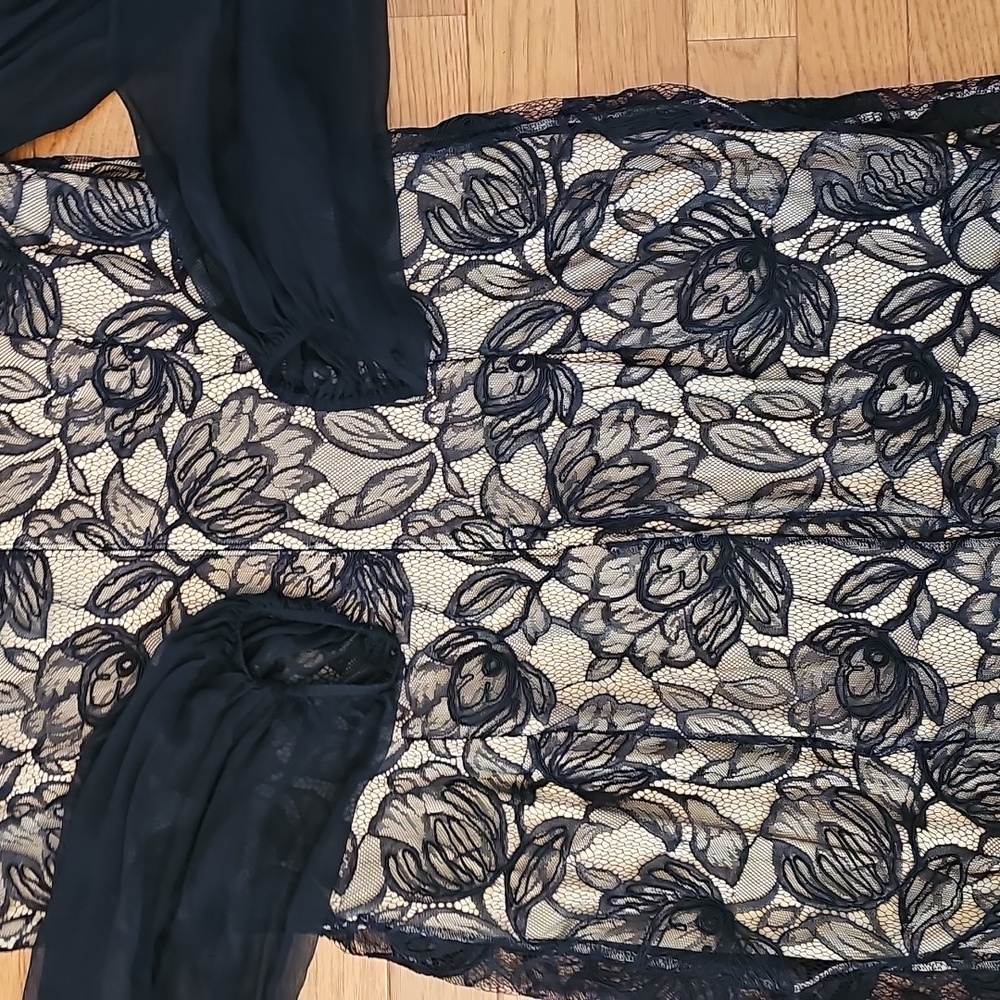 Tadashi Shoji Sheer Sleeve Lace Cocktail Dress - Picture 12 of 15